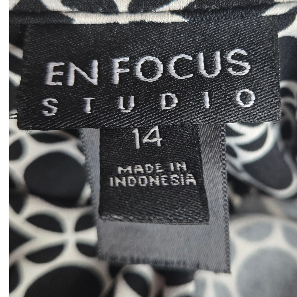 En Focus Studio Black White Geometric Short Sleeve Mod Retro Dress‎ Womens 14 - Picture 6 of 6
